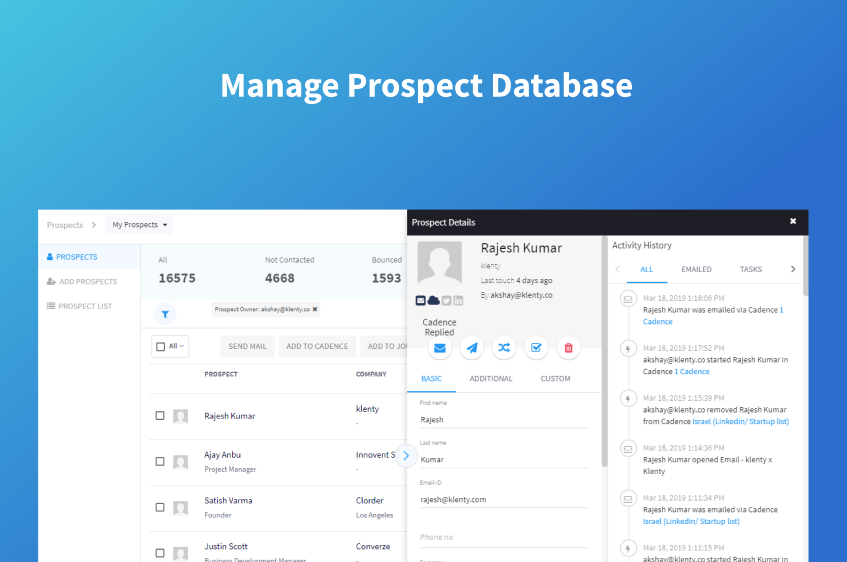 Manage prospect database
