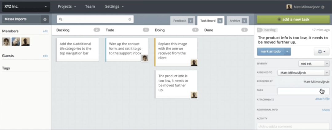 Task board keeps team members in sync by assigning and scheduling tasks with drag and drop.