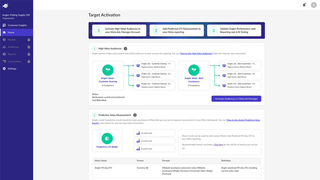 The Predictive Conversions API page lets you manage the predictive events being sent to your connected marketing destinations.