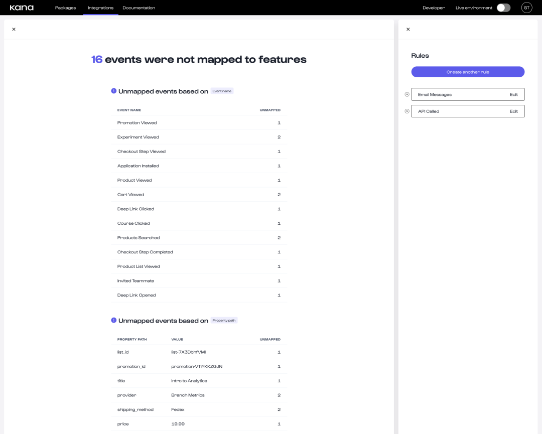 Map your Segment track events to Kana features