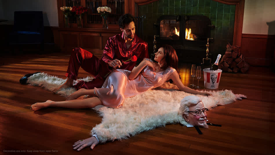 KFC U.S. CREATED A FAUX BEARSKIN RUG THAT LOOKS LIKE COLONEL SANDERS FOR VALENTINE'S DAY