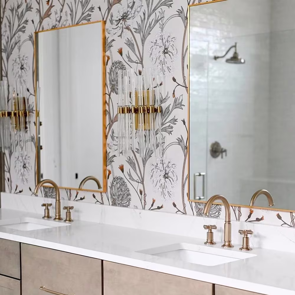 Queen Anne's Lace Wallpaper by two_brds in a bathroom.