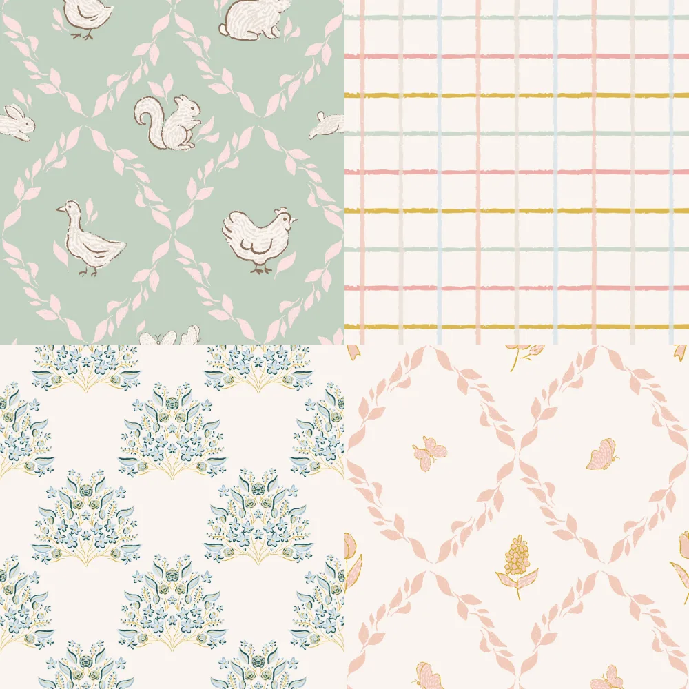 A grid of 4 spring designs from dotandbloom
