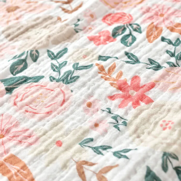 Detail view of Organic Sweet Pea Gauze fabric texture showing delicate organic cotton gauze