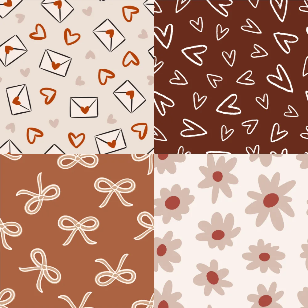 A grid of 4 Valentine's Day designs from pruemelanie_