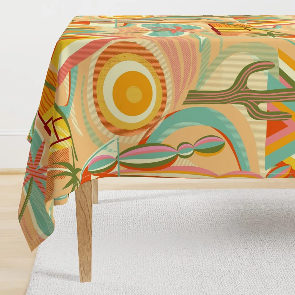 Palm Springs mid century modern rectangular tablecloth