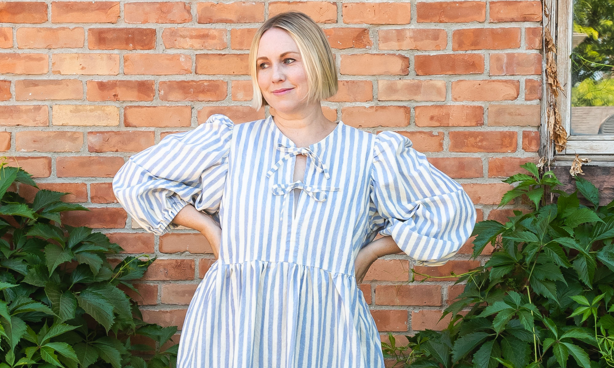 Brittany Watson Jepsen wearing her Essex Linen dress.