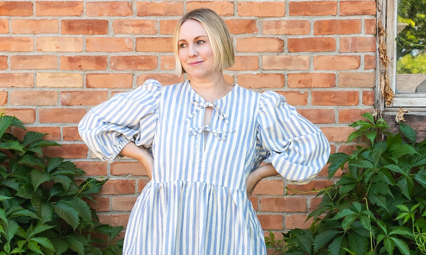 Brittany Watson Jepsen wearing her Essex Linen dress.