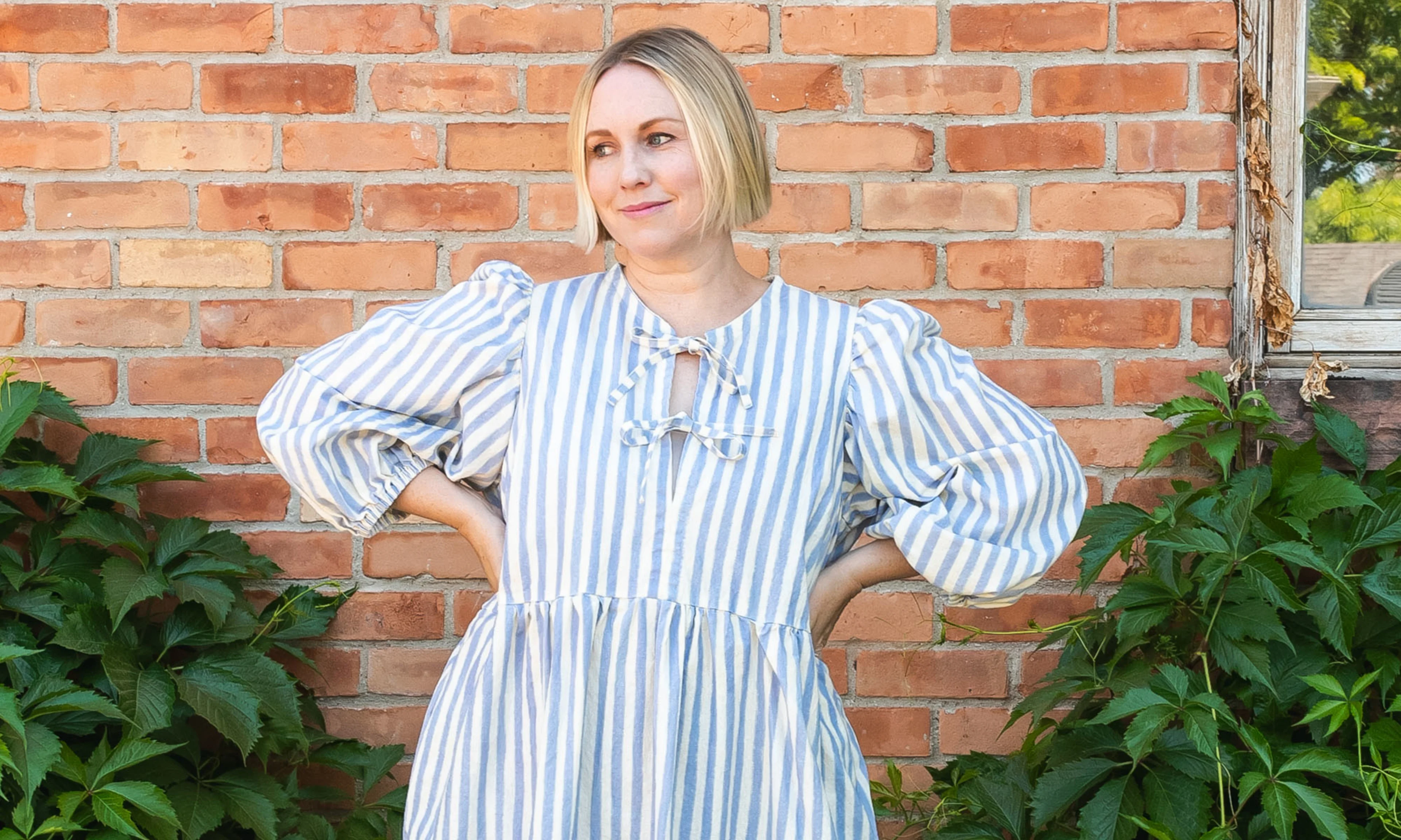 Brittany Watson Jepsen wearing her Essex Linen dress.