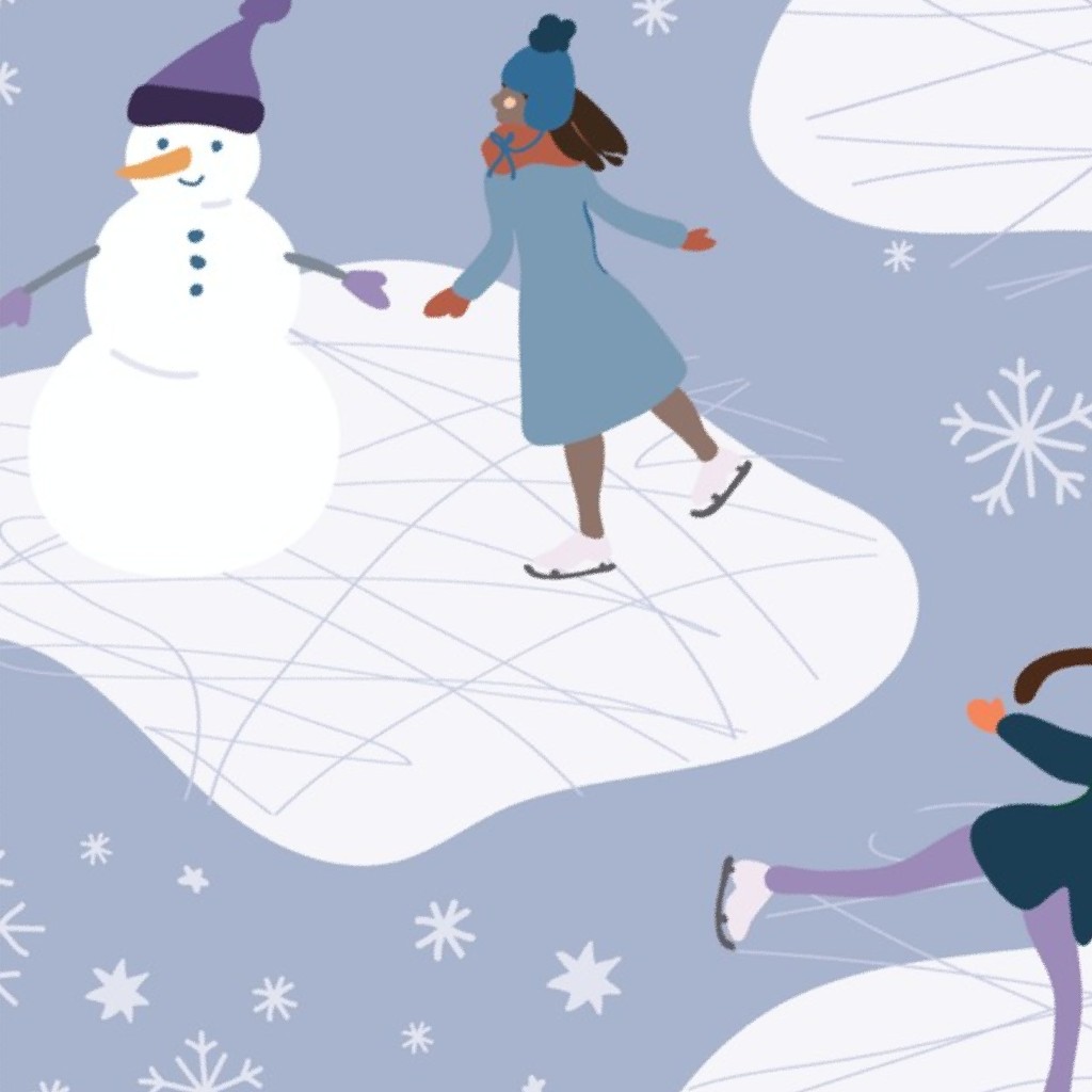 Ice Skaters - Winter Wonderland Fabric by leahnicoledesigns