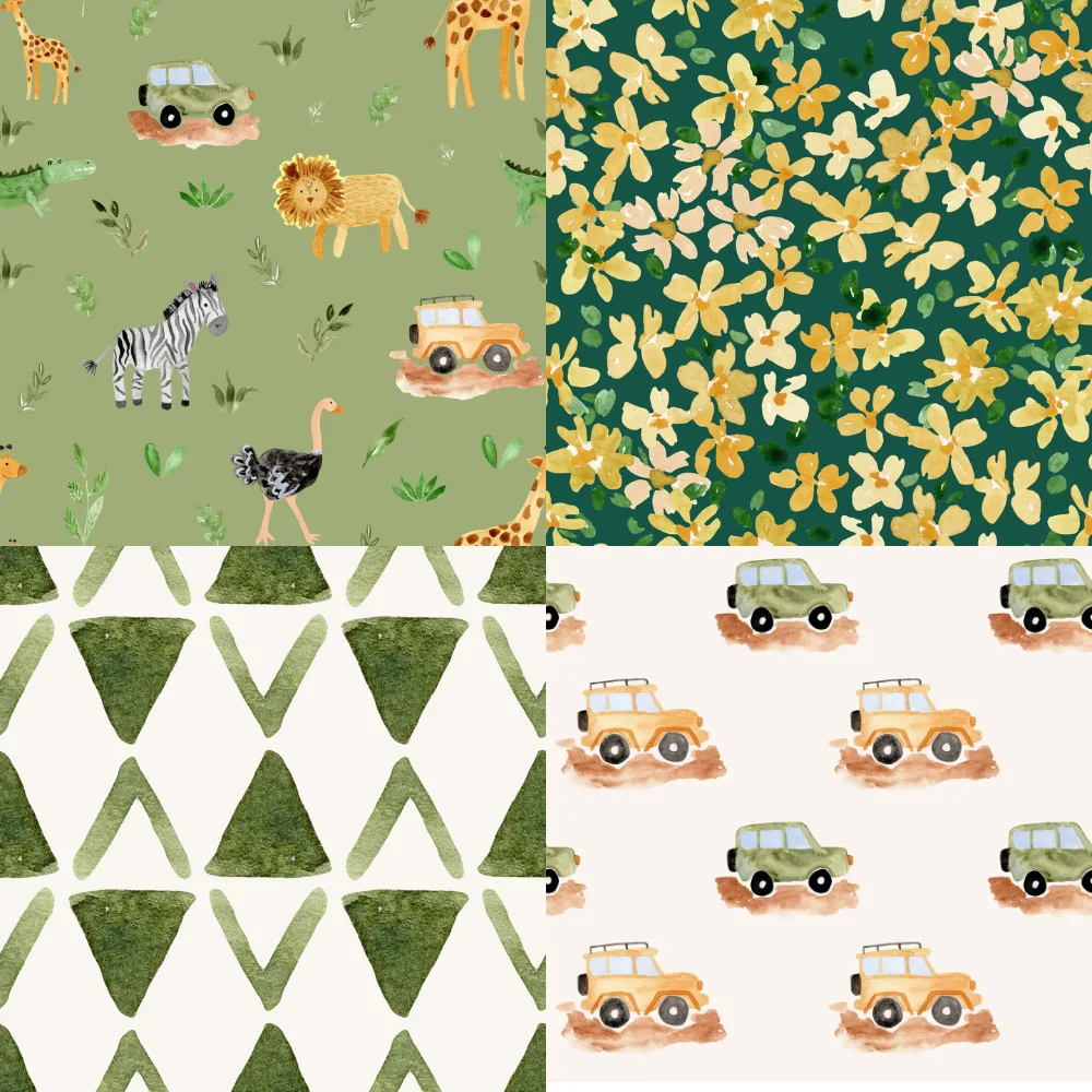 A grid of 4 baby designs with a safari theme by ashleighfish
