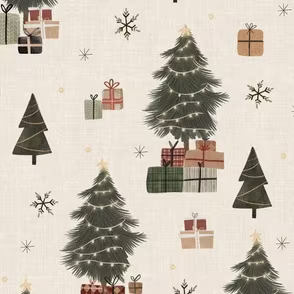 Christmas trees with snowflakes