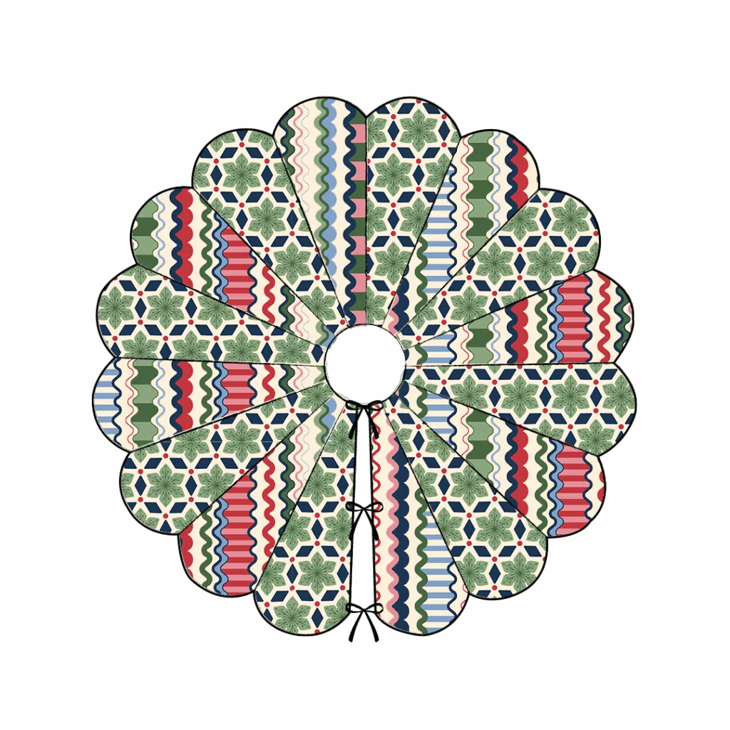 Mock up of MADSWICK's Scalloped Tree Skirt sewing pattern