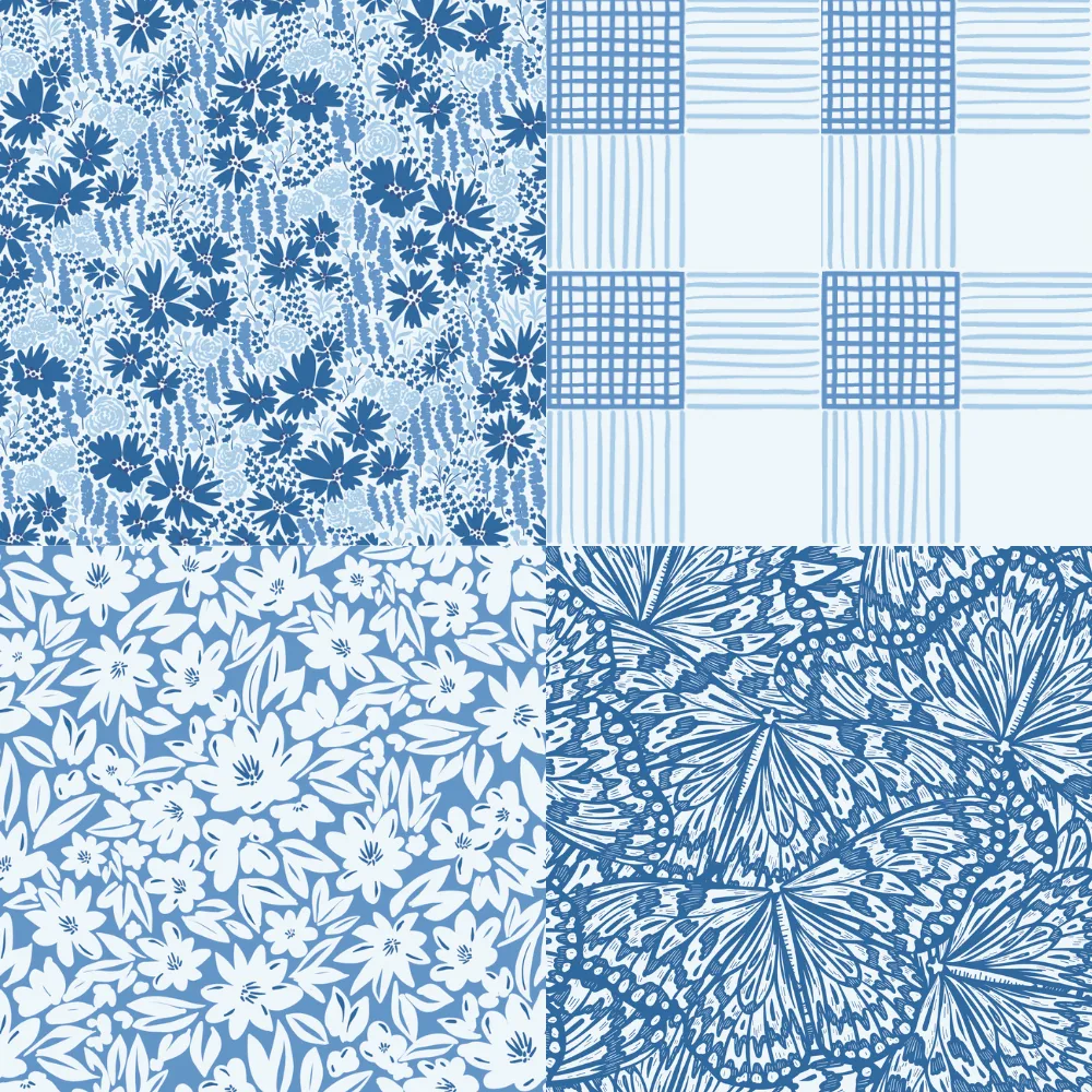 A grid of 4 floral designs from presuttidesign