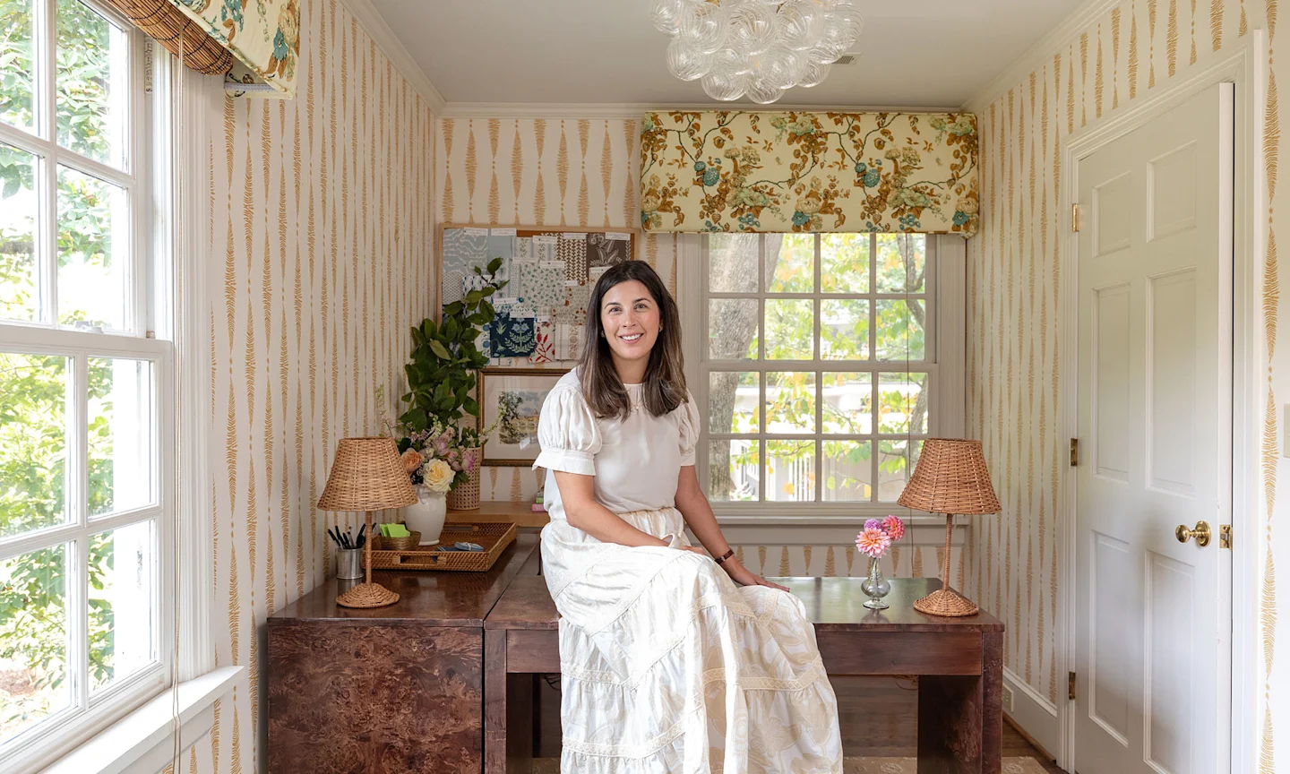 Headshot of Caroline walker in here home office.