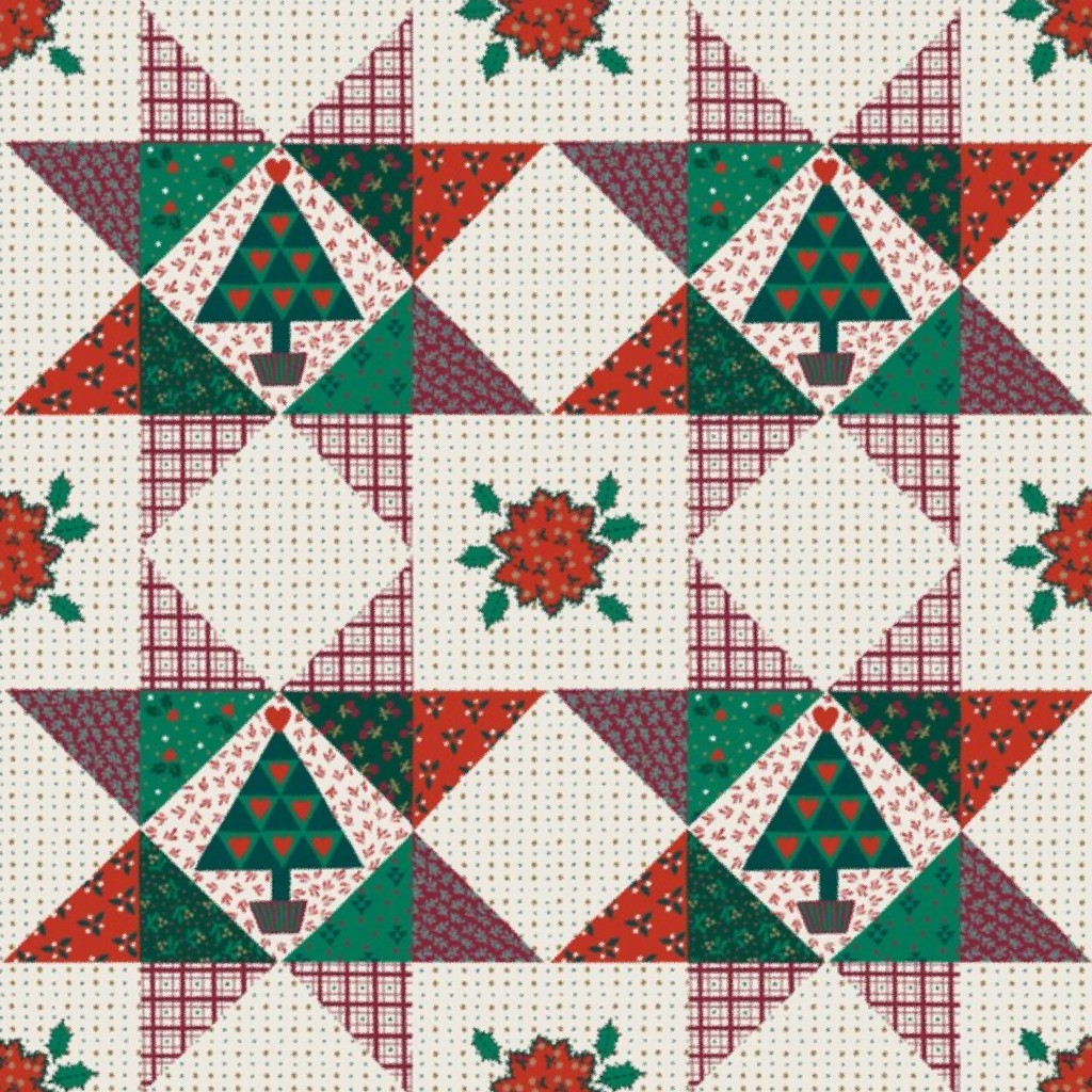 Cabin Core Christmas Patch 9x9" Fabric by suzb