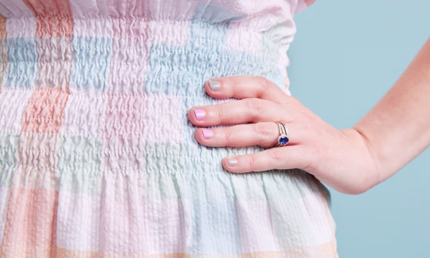 Smocked dress made with gingham seersucker