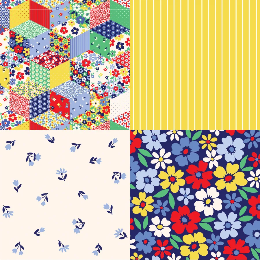 A grid of 4 patchwork designs from emma_heeson_design