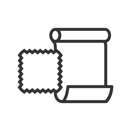 Icon of outline of a fabric sample and wallpaper roll