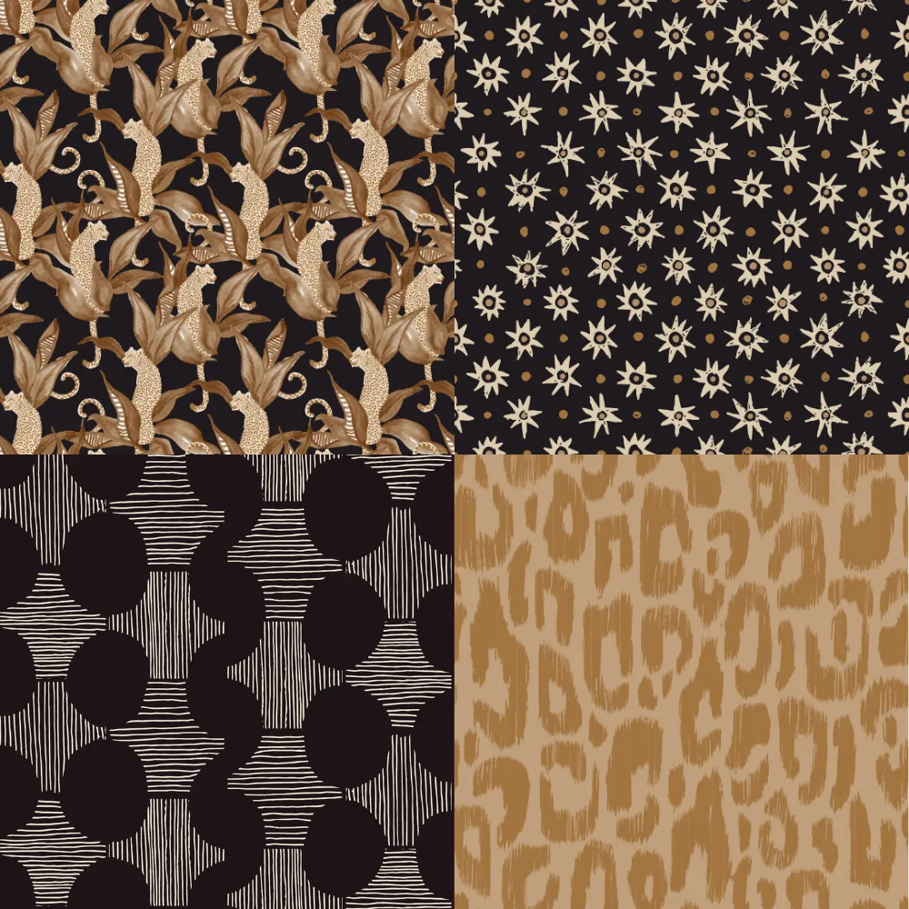 A grid of 4 boho designs from booboo_collective