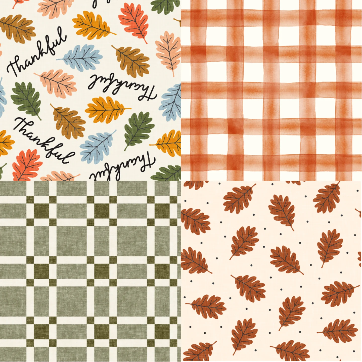 A grid of 4 fall designs from littlearrowdesign