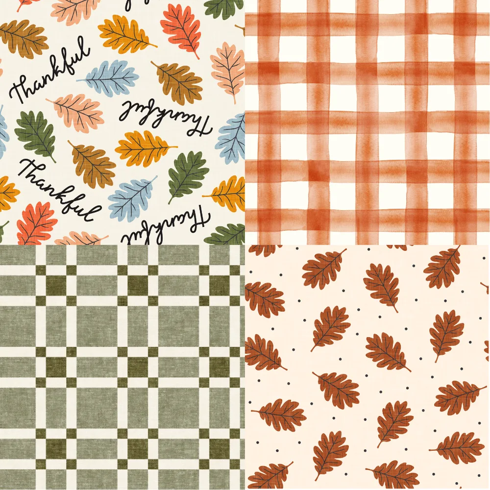 A grid of 4 fall designs from littlearrowdesign