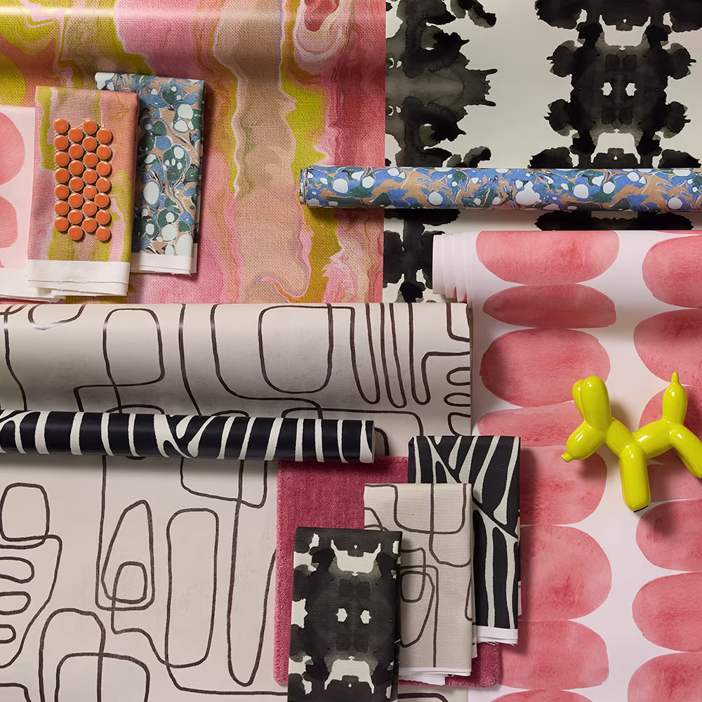 Rolls of modern style wallpaper.