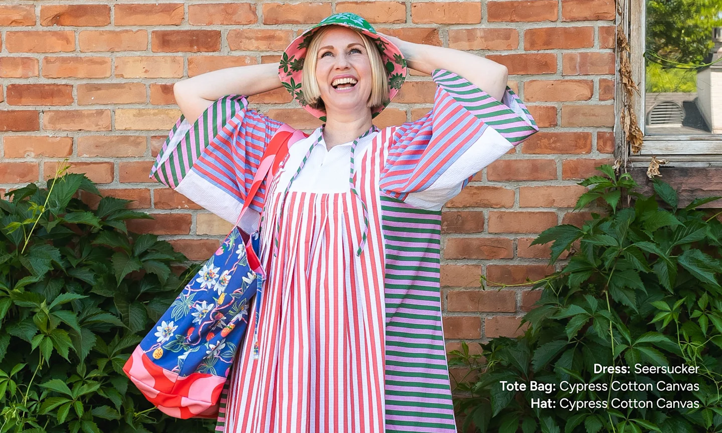 Brittany Watson Jepsen wearing her sewing projects.