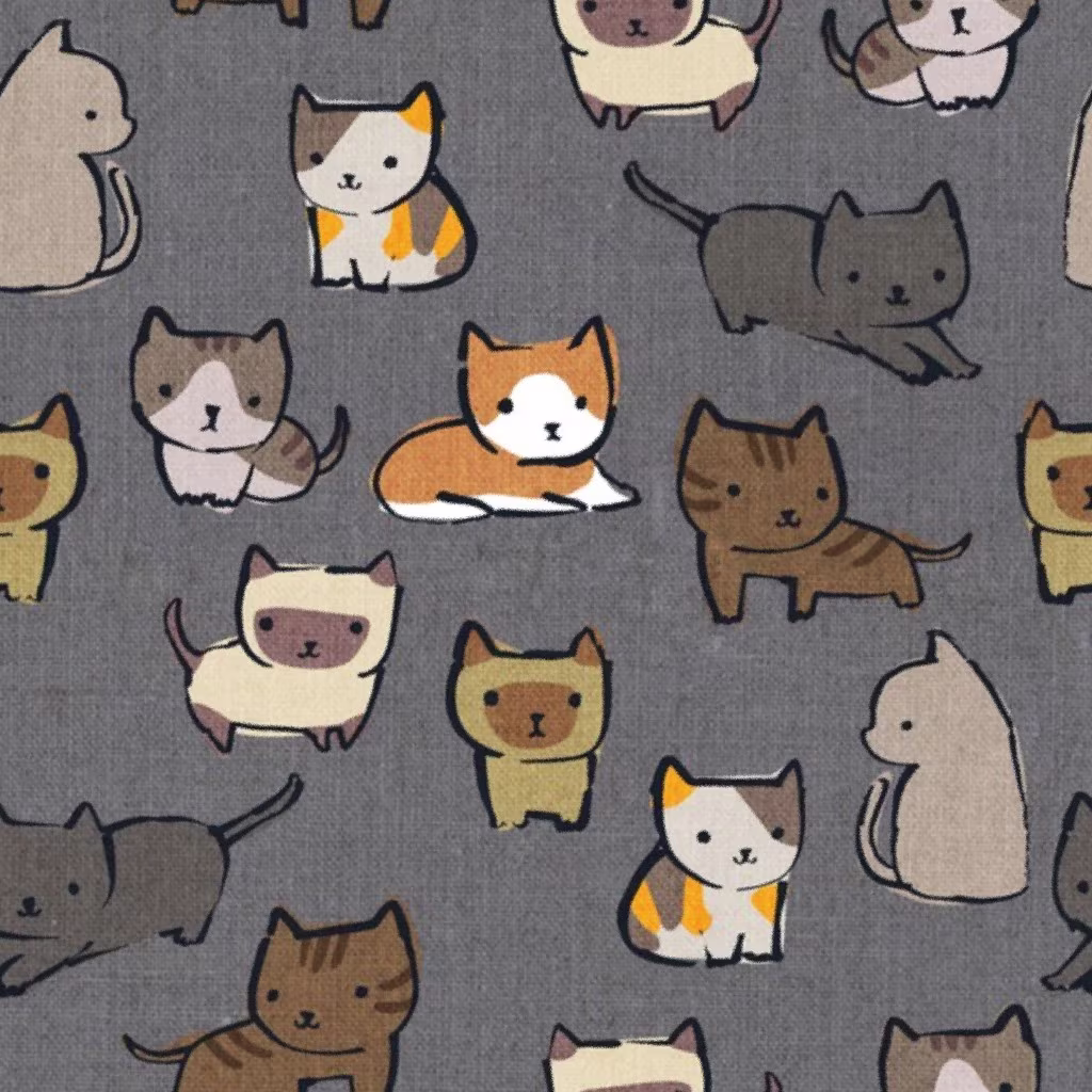 Noir Cat Face Fabric by nouveau_bohemian