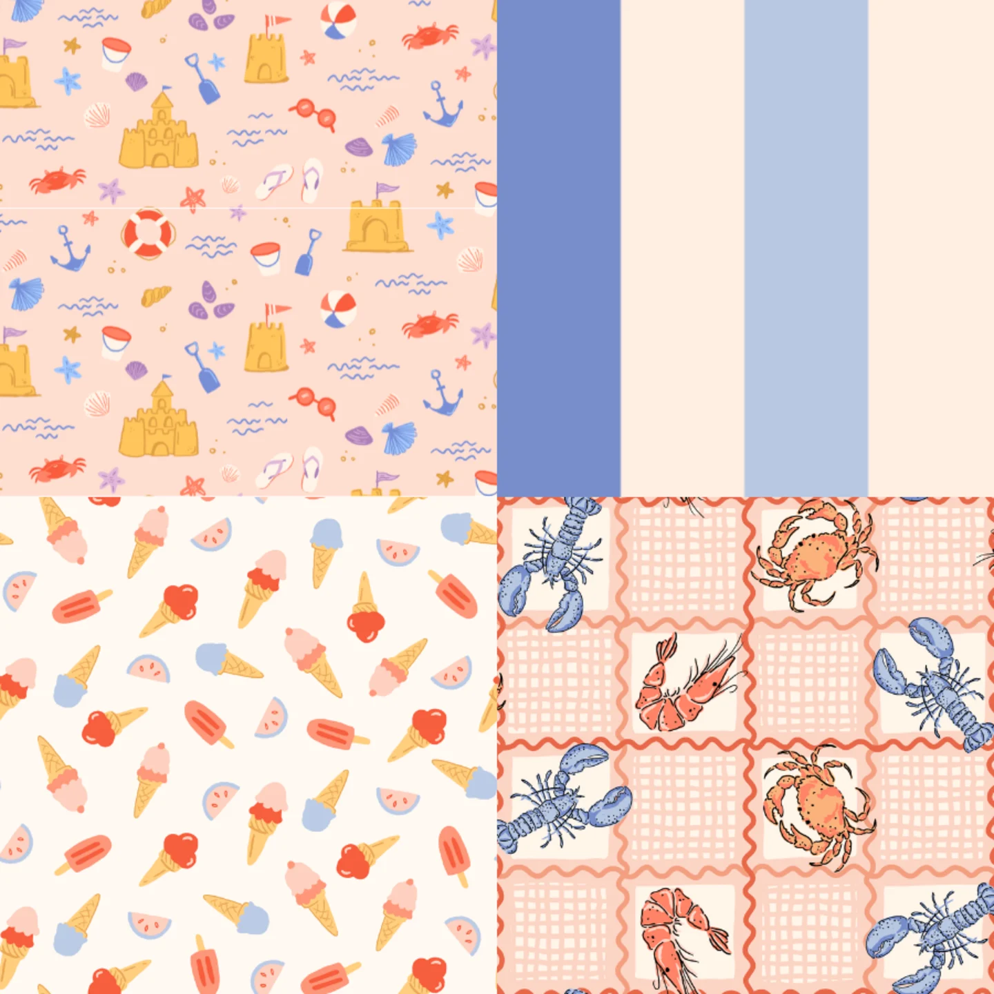 A grid of 4 coastal designs from softlystudio