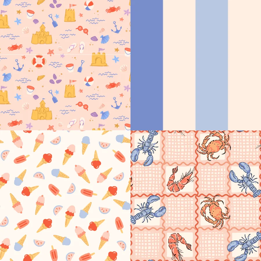 A grid of 4 coastal designs from softlystudio