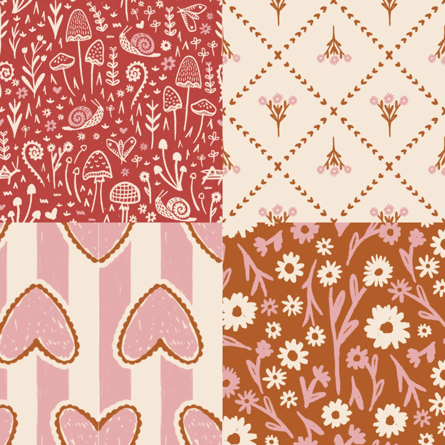 A grid of 4 Valentine's Day designs from kim_hallquist_designs