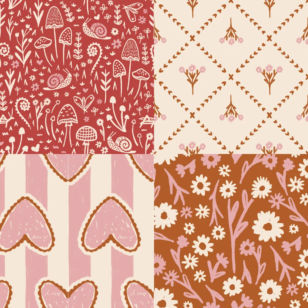 A grid of 4 Valentine's Day designs from kim_hallquist_designs