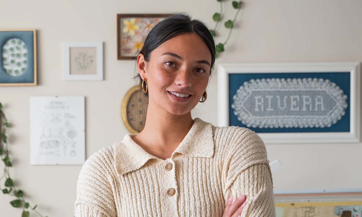 A headshot of sewist and creator Mya Rivera