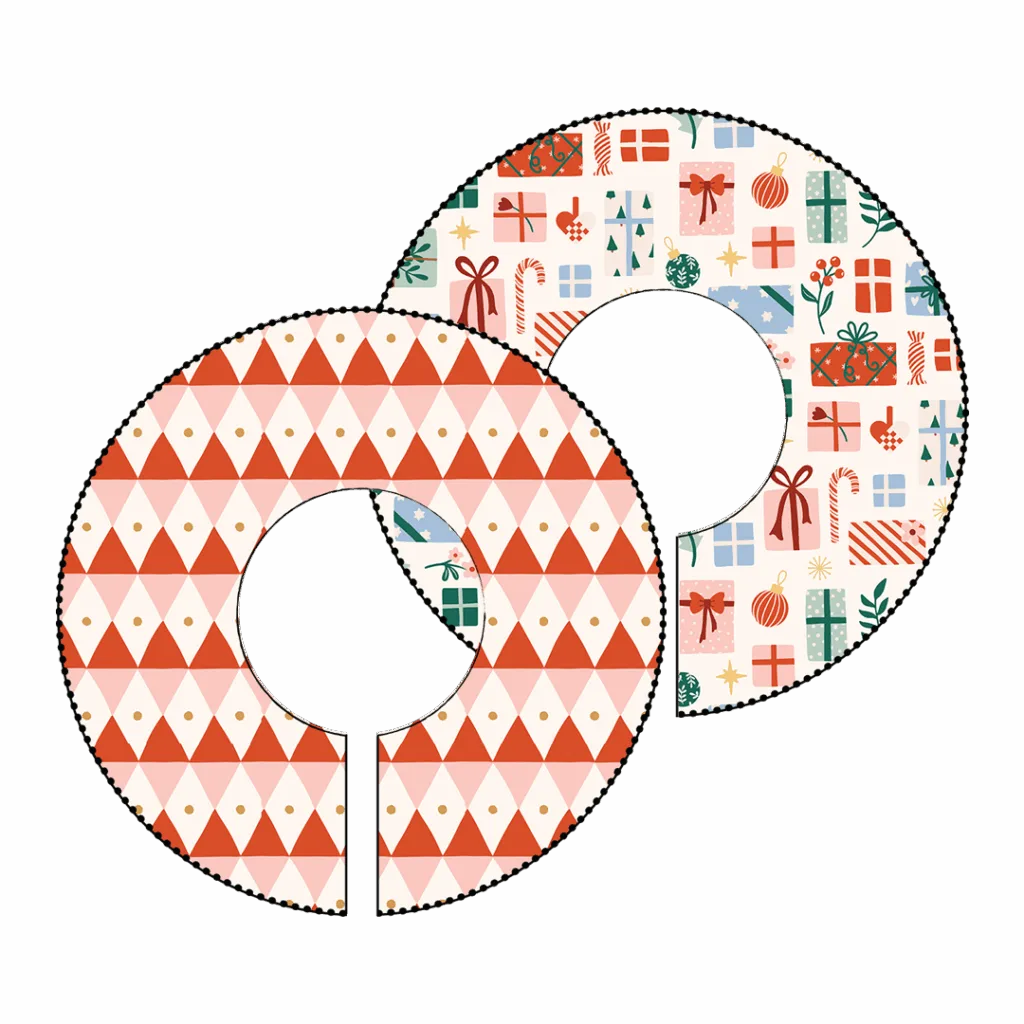 Pattern mock up of Spoonflower's free tree skirt sewing pattern