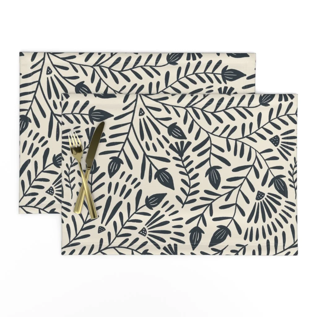 Abstract botanical neutral placemats
