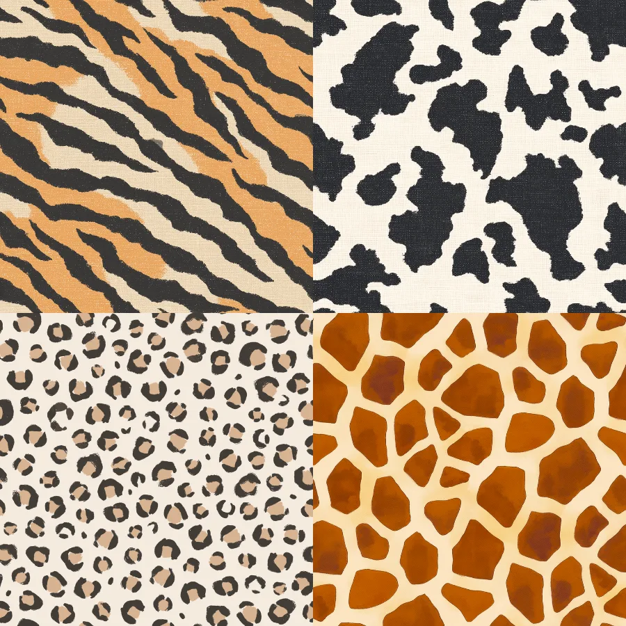 A grid of 4 animal print designs from jessicaperry