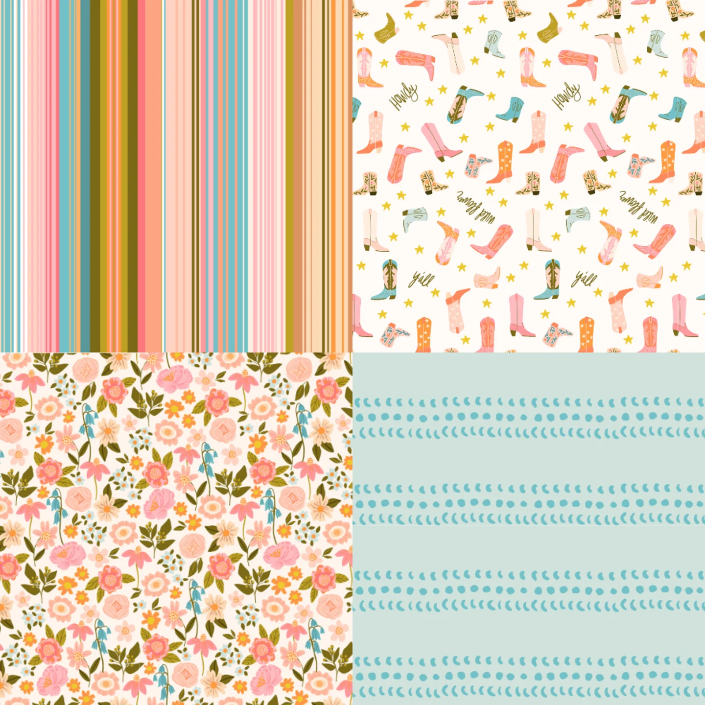 A grid of 4 Western designs from indybloomdesign