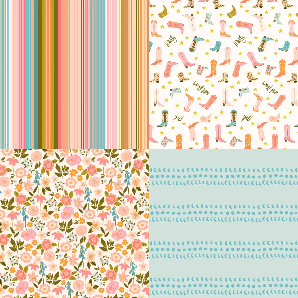 A grid of 4 Western designs from indybloomdesign