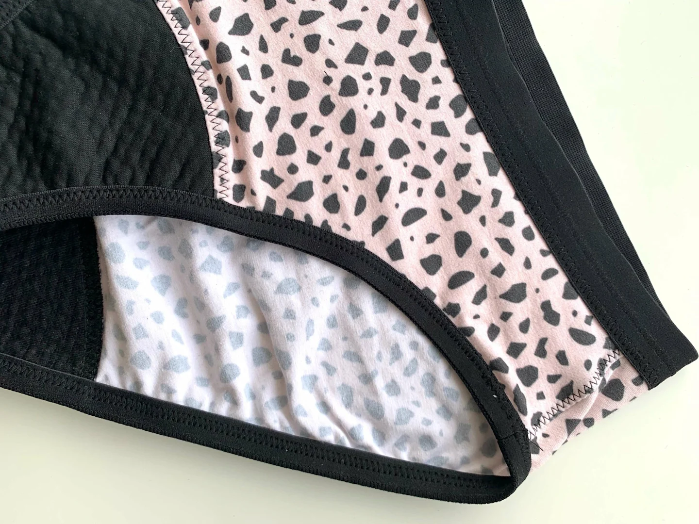 Pink and black spotted pair of reusable period underwear
