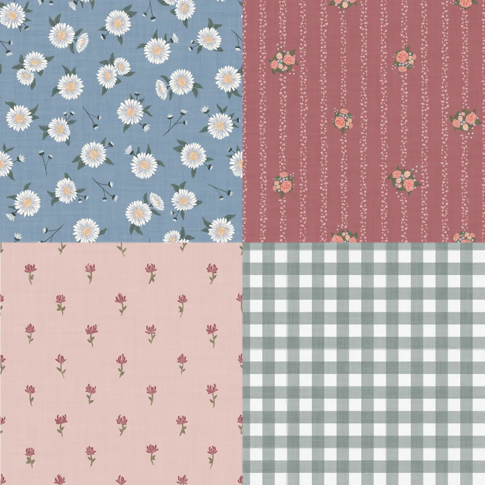A grid of 4 cottagecore designs from lunaleaf