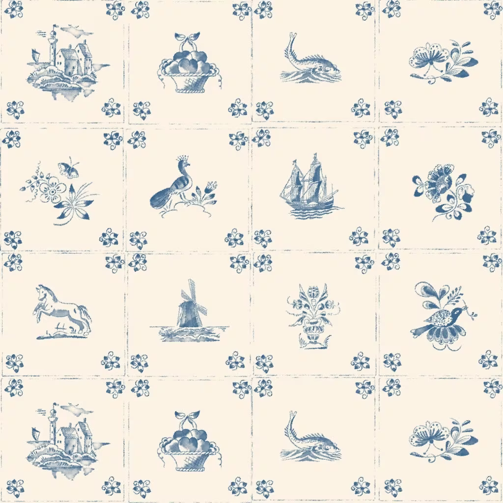 Vintage Delft Blue Ceramic Legacy Tiles design by house_of_haricot.