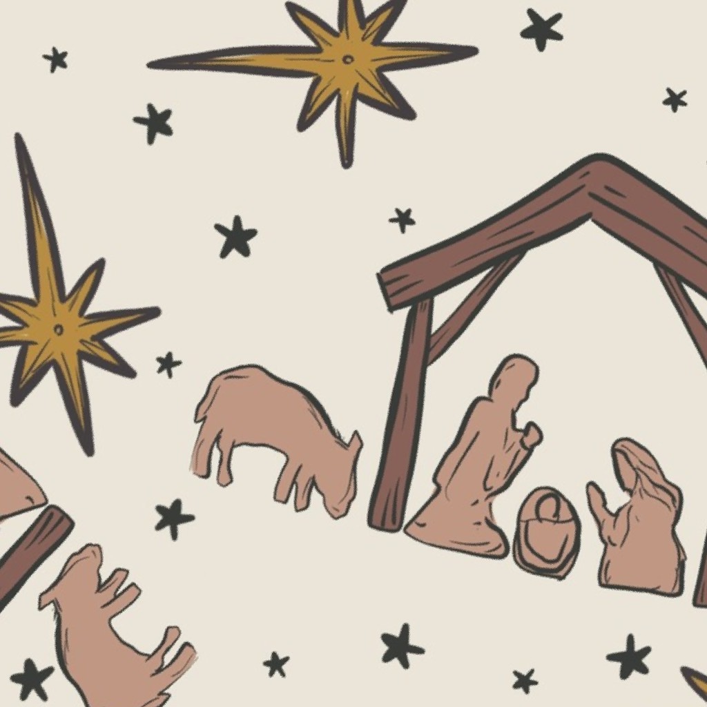 Boho Nativity (Small) Fabric by brittanyfrostdesigns