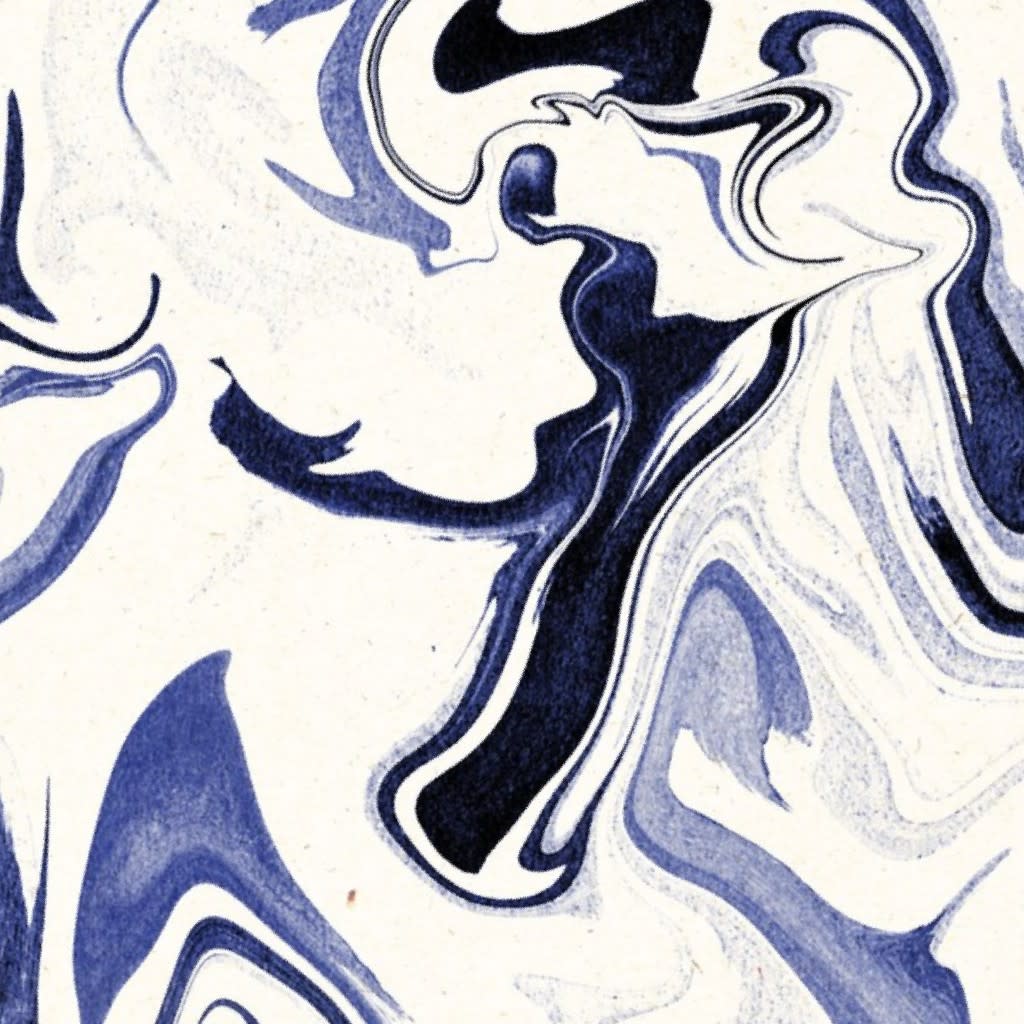Marble paint swirl pattern in navy blue and creamWallpaper by pascale_dilger_design