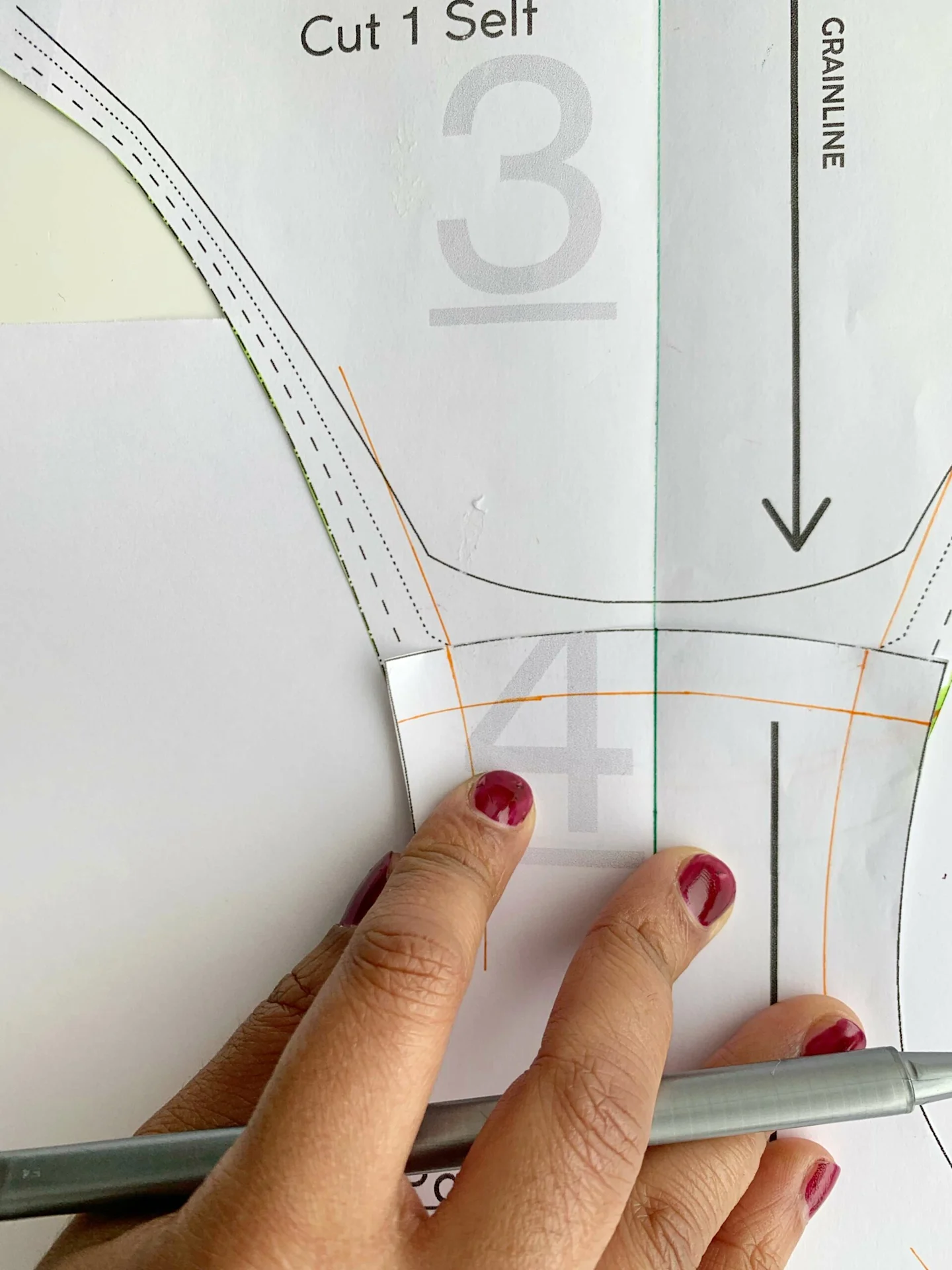 Putting the front and gusset pattern pieces together