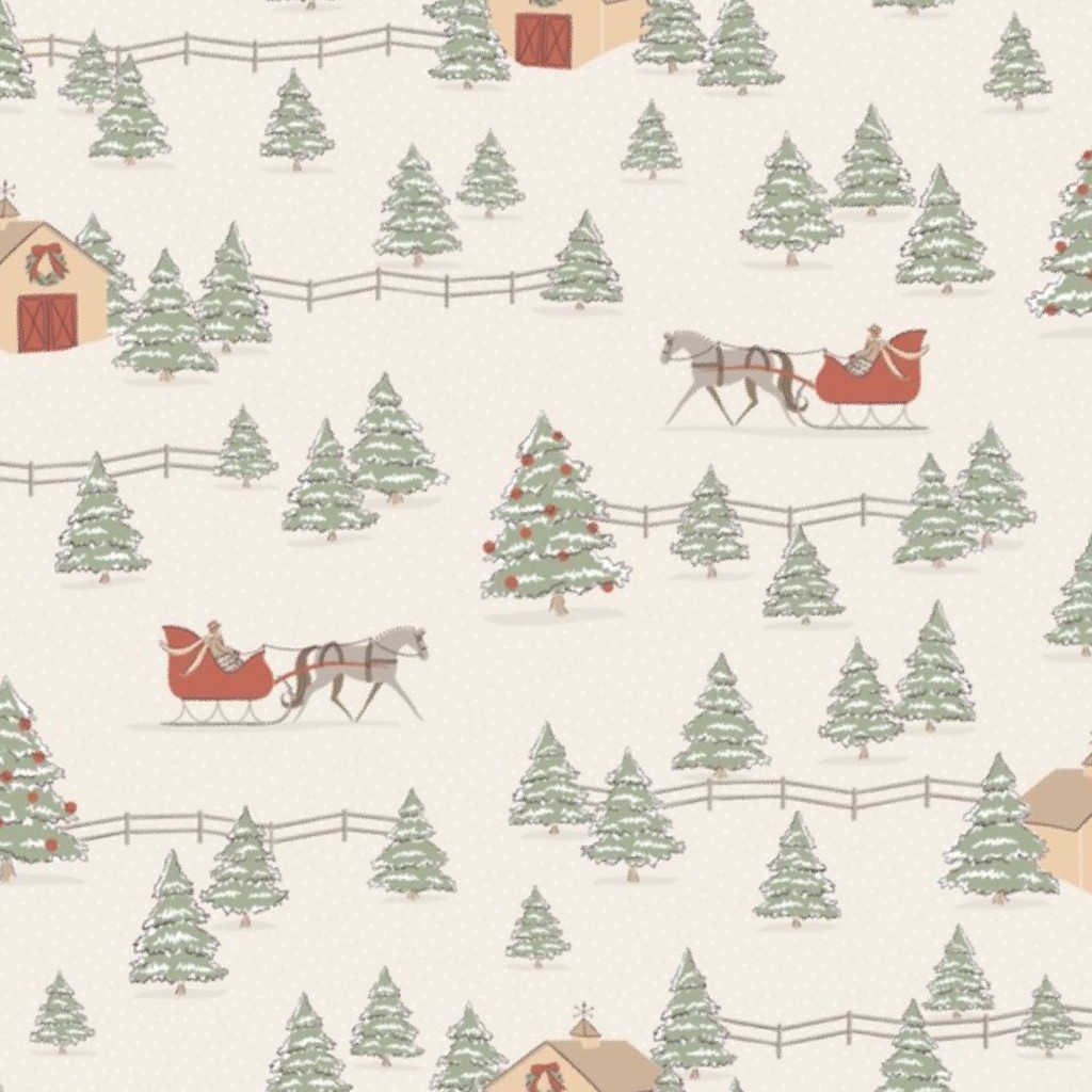 Sleigh Ride | Buttercream and Brandy Red Fabric by judy_beau