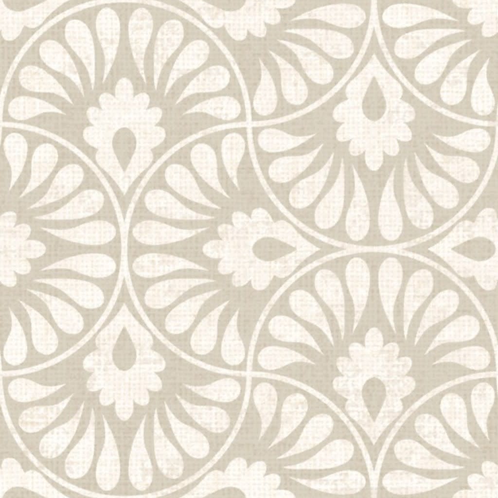 Mara Block Print Greige Grey Natural White Wallpaper by emikundesigns