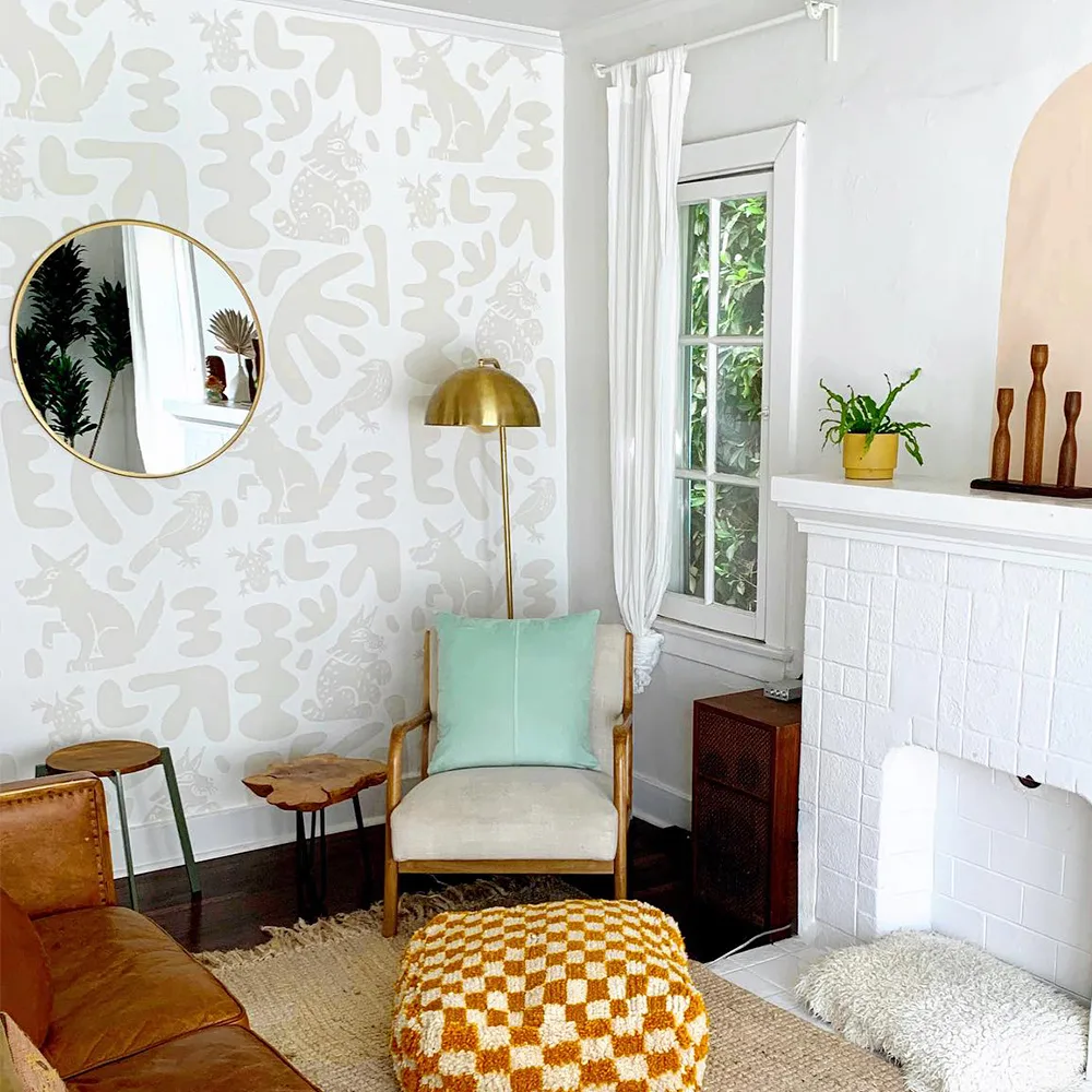 Abstract Animales in white & neutral wallpaper by samanthasantana