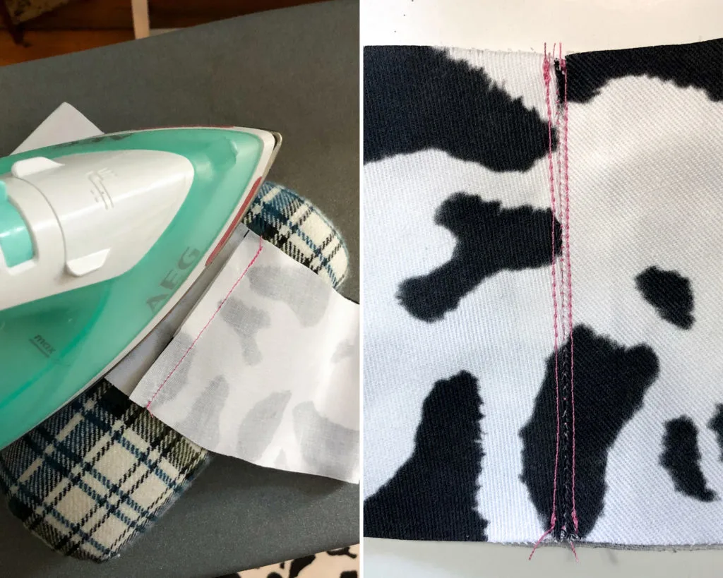 Ironing and topstitching the crown piece