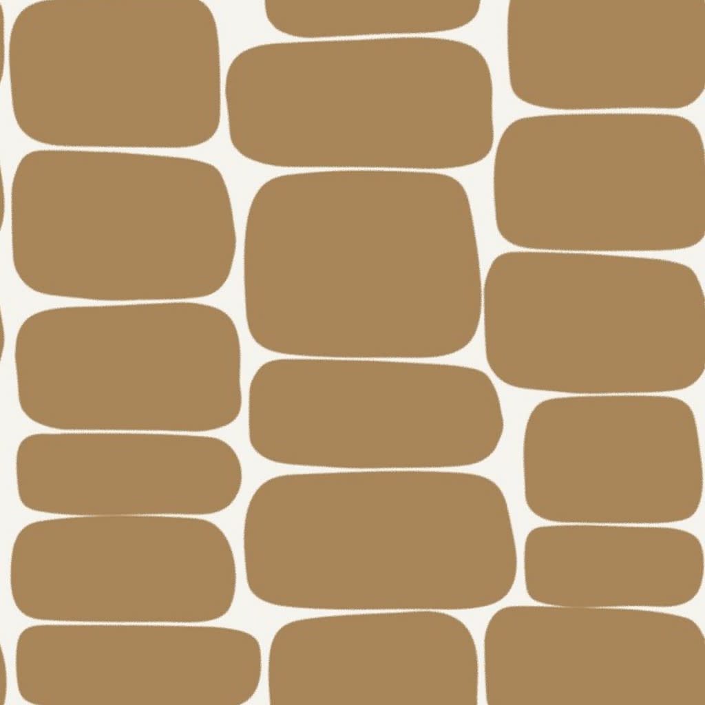 Abstract Geometric Rectangle Stone Shape with Rich Oak Camel Caramel Tan Beige on Ivory Wallpaper by kati_boden